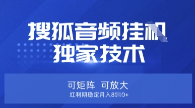 【搜狐音频挂G】独家技术，可矩阵可放大，红利期稳定月入8k【揭秘】 - 宏盛创业网-宏盛创业网