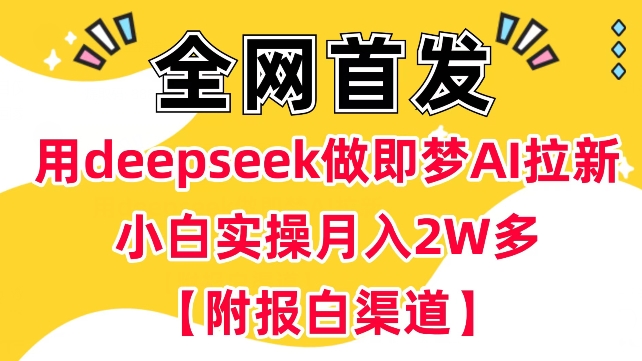 用deepseek做即梦Ai拉新 小白实操月入过W+【附报白渠道】 - 宏盛创业网-宏盛创业网