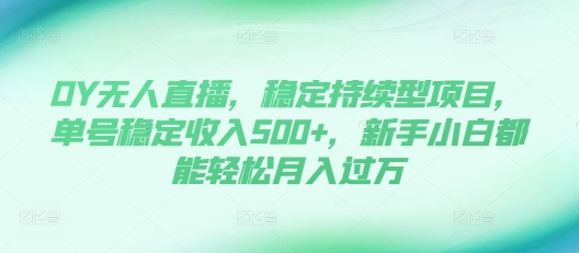 DY无人直播，稳定持续型项目，单号稳定收入500+，新手小白都能轻松月入过万【揭秘】 - 宏盛创业网-宏盛创业网