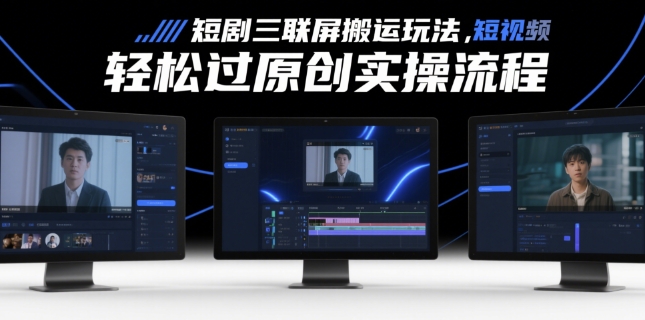 短剧三联屏搬运玩法，短剧搬运轻松过原创实操流程 - 宏盛创业网-宏盛创业网