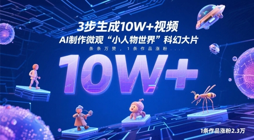 3步生成10W+视频，AI制作微观“小人物世界”科幻大片，条条万赞，1条作品涨粉2.3W - 宏盛创业网-宏盛创业网