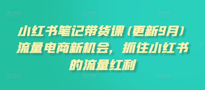 小红书笔记带货课(更新25年3月)流量电商新机会，抓住小红书的流量红利 - 宏盛创业网-宏盛创业网
