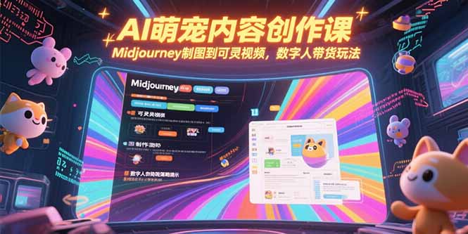 AI萌宠内容创作课，Midjourney制图到可灵视频，数字人带货玩法 - 宏盛创业网-宏盛创业网