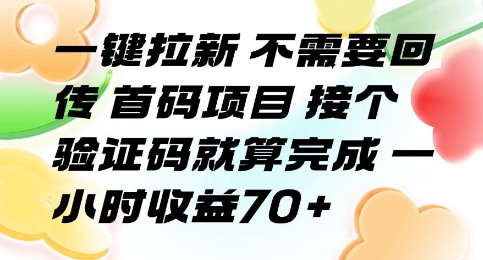 一键拉新 不需要回传 首码项目 接个验证码就算完成 一小时收益70+【揭秘】 - 宏盛创业网-宏盛创业网