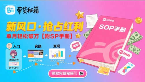 B站哔哩哔哩带货秘籍，新风口，抢占红利，单月轻松破万【附SOP手册】 - 宏盛创业网-宏盛创业网