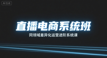 直播电商系统班，同领域差异化运营进阶系统课 - 宏盛创业网-宏盛创业网