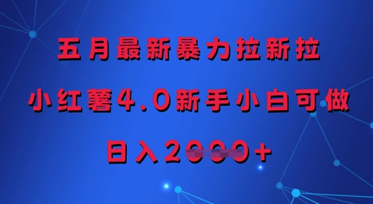 五月最新暴力拉新拉，小红薯4.0新手小白可做，日入多张 - 宏盛创业网-宏盛创业网
