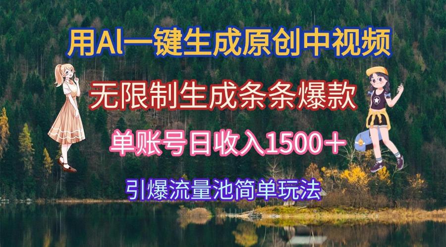 用Al一键生成原创中视频，无限制生成条条爆款，单账号日收入1500＋引爆... - 宏盛创业网-宏盛创业网