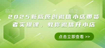 2025新版原创微信小店带货者实操课，教你微信开小店 - 宏盛创业网-宏盛创业网