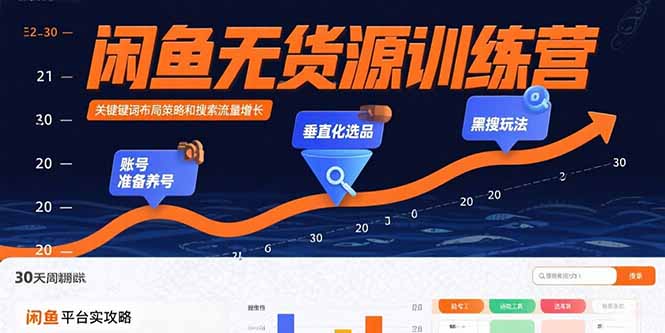 闲鱼无货源训练营：账号准备养号/垂直化选品/黑搜玩法，0基础30天盈利指南 - 宏盛创业网-宏盛创业网