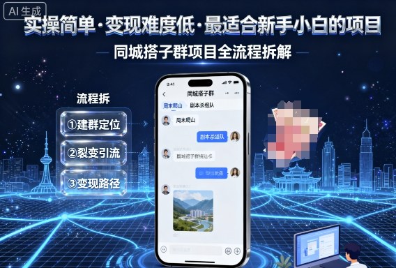 实操简单，变现难度低，最适合新手小白做的项目，每天轻松收入3张，同城搭子群项目全流程拆解 - 宏盛创业网-宏盛创业网
