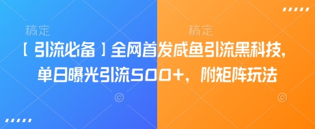 【引流必备】全网首发咸鱼引流黑科技，单日曝光引流500+，附矩阵玩法【揭秘】 - 宏盛创业网-宏盛创业网