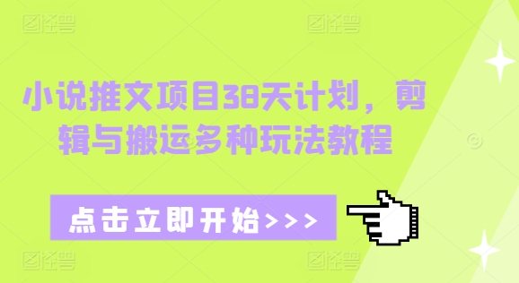 小说推文项目38天计划，剪辑与搬运多种玩法教程 - 宏盛创业网-宏盛创业网