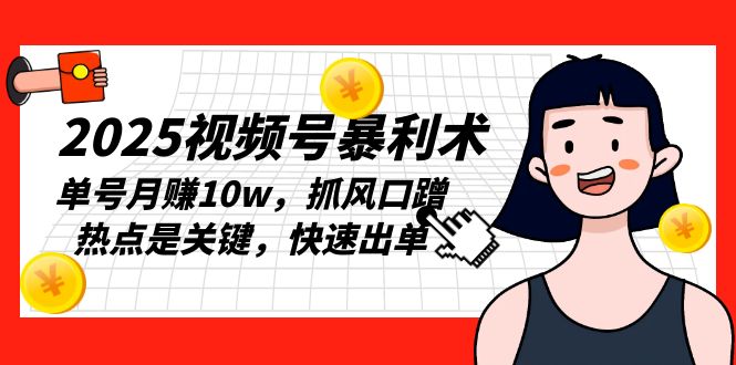 2025视频号暴利术，单号月赚10w，抓风口蹭热点是关键，快速出单 - 宏盛创业网-宏盛创业网