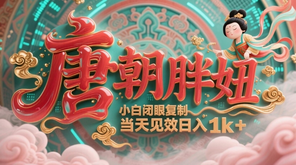 用AI克隆“唐朝胖妞”日更3条，平台疯狂推流，小白闭眼复制，当天见效，日入1k+ - 宏盛创业网-宏盛创业网
