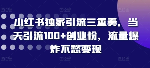 小红书独家引流三重奏，当天引流100+创业粉，流量爆炸不愁变现【揭秘】 - 宏盛创业网-宏盛创业网