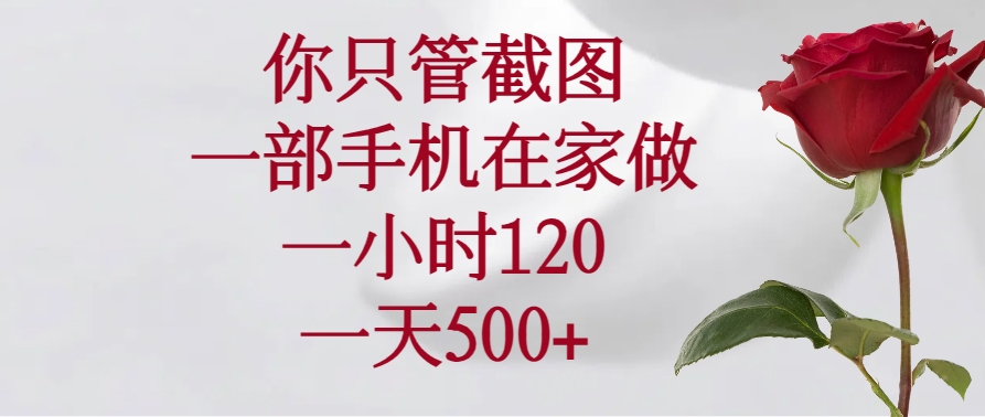 你只管截图，一部手机在家做，一小时120，一天500+ - 宏盛创业网-宏盛创业网