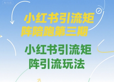 小红书引流矩阵陪跑第三期，小红书引流矩阵引流玩法 - 宏盛创业网-宏盛创业网