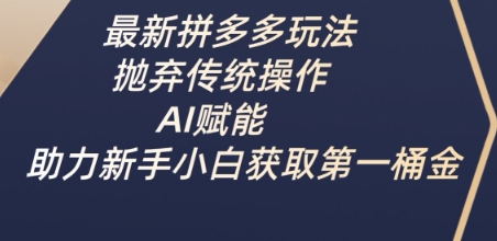 最新拼多多玩法，抛弃传统操作，AI赋能，助力新手小白获取第一桶金 - 宏盛创业网-宏盛创业网