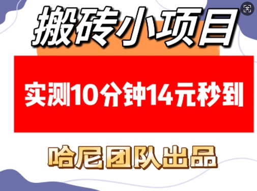 搬砖小项目，实测10分钟14元秒到，每天稳定几张(赠送必看稳定) - 宏盛创业网-宏盛创业网