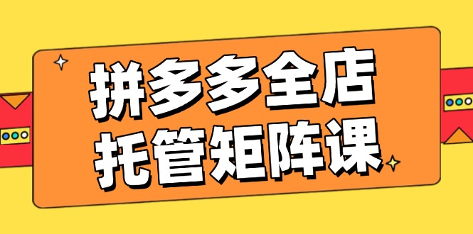 拼多多全店托管矩阵课，盈利动销玩法，高效计划设置，提升店铺效益 - 宏盛创业网-宏盛创业网