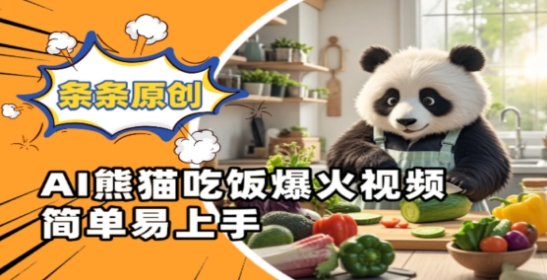 Ai熊猫吃饭爆火视频，条条原创，简单易上手 - 宏盛创业网-宏盛创业网