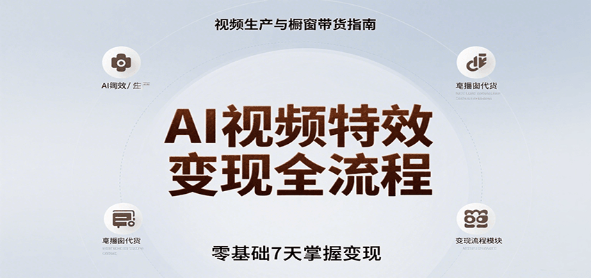 AI视频特效变现全流程，零基础7天掌握视频生产到橱窗带货变现 - 宏盛创业网-宏盛创业网