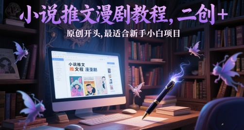 小说推文漫剧教程，二创+原创开头，最适合新手小白项目 - 宏盛创业网-宏盛创业网