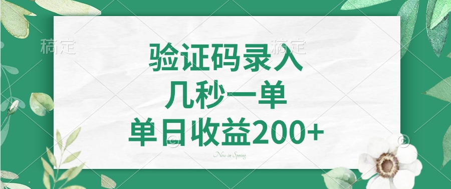 验证码录入，几秒一单，单日收益200+ - 宏盛创业网-宏盛创业网