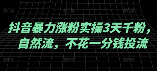 抖音暴力涨粉实操3天千粉，自然流，不花一分钱投流，实操经验分享 - 宏盛创业网-宏盛创业网