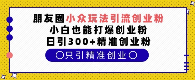 朋友圈小众玩法引流创业粉，小白也能打爆创业粉，日引300+精准创业粉【揭秘】 - 宏盛创业网-宏盛创业网