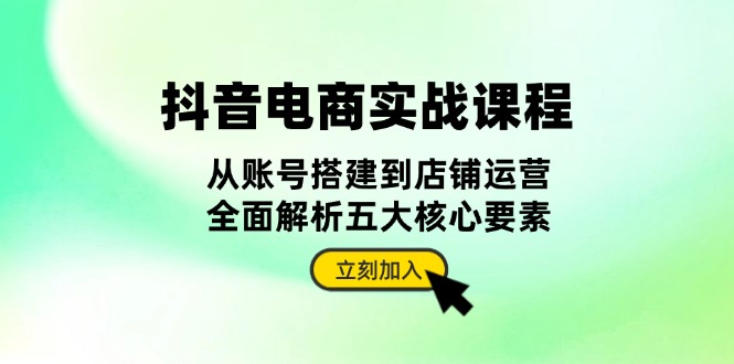 抖音 电商实战课程：从账号搭建到店铺运营，全面解析五大核心要素 - 宏盛创业网-宏盛创业网