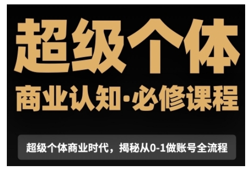 超级个体商业认知觉醒视频课，商业认知·必修课程揭秘从0-1账号全流程 - 宏盛创业网-宏盛创业网