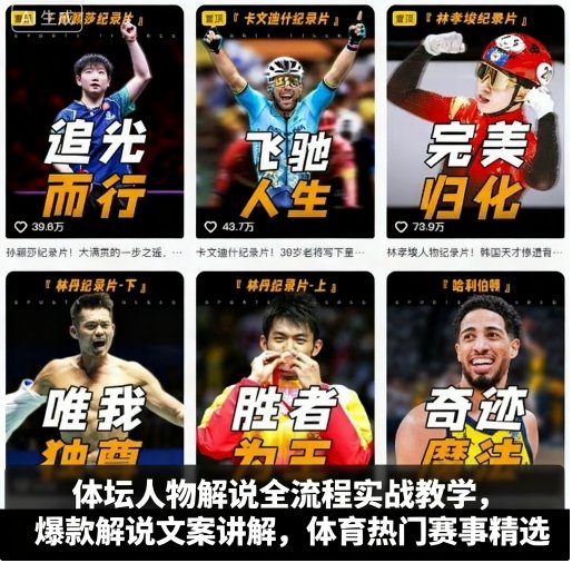 体坛人物解说全流程实战教学，爆款解说文案讲解，体育热门赛事精选 - 宏盛创业网-宏盛创业网