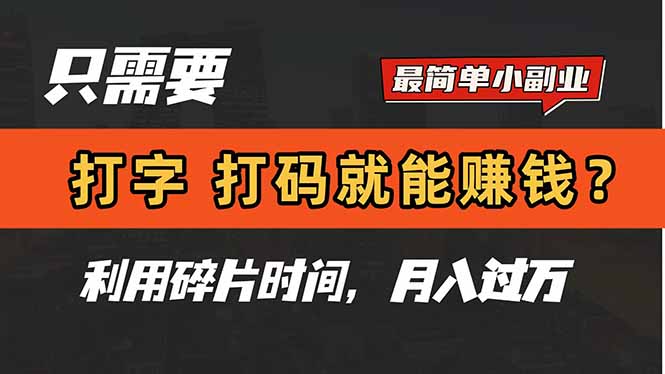 只需要打字，打码，就能赚钱？简单的赚钱小副业，利用碎片时间，月入过万 - 宏盛创业网-宏盛创业网