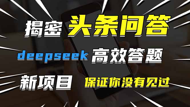 头条问答，刚出的新玩法！保证你没见过！用DeepSeek去高效答题，一个账... - 宏盛创业网-宏盛创业网