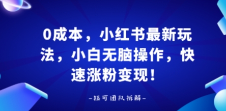 0成本，小红书最新玩法，小白无脑操作，快速涨粉变现 - 宏盛创业网-宏盛创业网