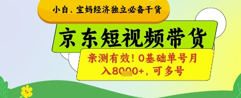 小白宝妈经济独立必备干货，京东短视频带货，亲测有效!0基础单号月入8k+，可多号【揭秘】 - 宏盛创业网-宏盛创业网