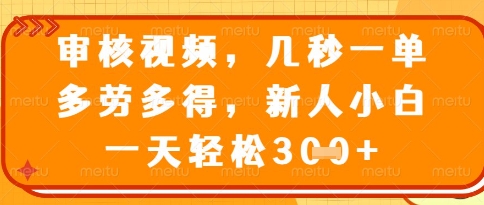 视频审核员，几秒一单，不限时间，不限地点，多做多得，新人小白一天轻松几张+【揭秘】 - 宏盛创业网-宏盛创业网