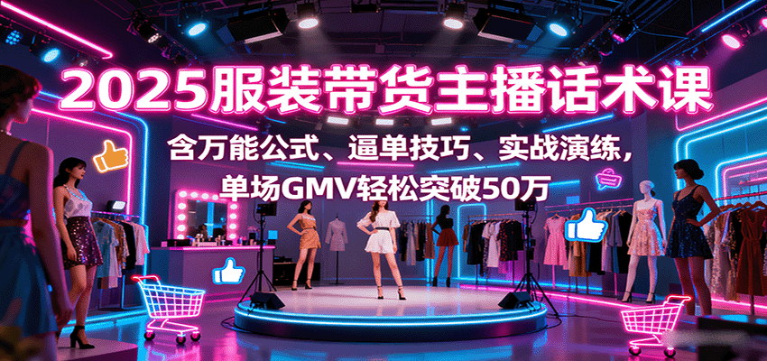 2025服装带货主播话术课，含万能公式、逼单技巧、实战演练，单场GMV轻松突破50万 - 宏盛创业网-宏盛创业网