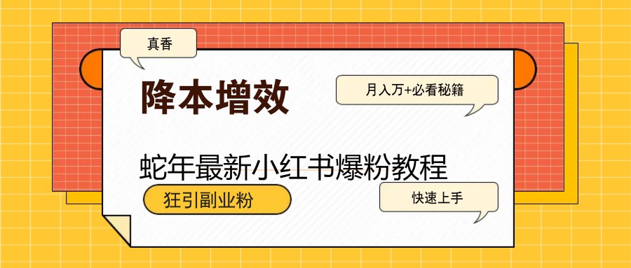 蛇年最新小红书爆粉教程，狂引副业粉，月入万+必看 - 宏盛创业网-宏盛创业网