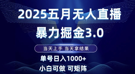 2025五月无人直播暴力掘金3.0，当天上手，当天拿结果，单号日入1k+小白可做可矩阵【揭秘】 - 宏盛创业网-宏盛创业网