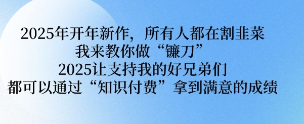 2025年开年新作，所有人都在割韭菜，我来教你做“镰刀” 2025让支持我的好兄弟们都可以通过“知识付费”拿到满意的成绩【揭秘】 - 宏盛创业网-宏盛创业网