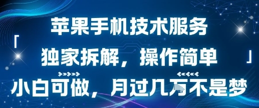 苹果手机技术服务，独家拆解，操作简单，小白可做，月过1W不是梦 - 宏盛创业网-宏盛创业网