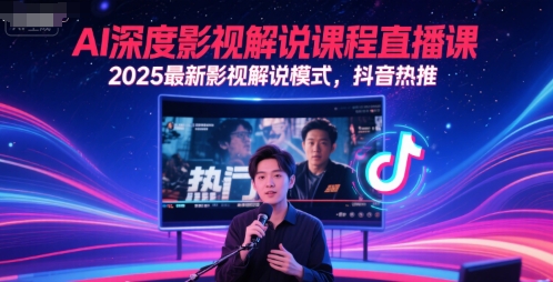 AI深度影视解说课程直播课，2025最新影视解说模式，抖音热推 - 宏盛创业网-宏盛创业网