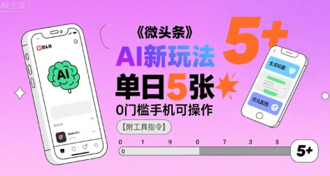 微头条AI新玩法，小白单日5张+，0门槛手机可操作【附工具指令】 - 宏盛创业网-宏盛创业网