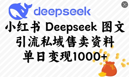 小红书Deepseek图文引流私域售卖资料，单日变现多张 - 宏盛创业网-宏盛创业网