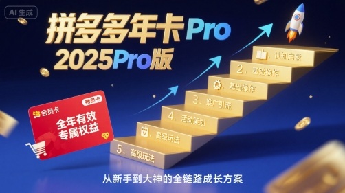 拼多多年卡2025Pro版，五大板块从认知到基础、从推广到活动、从活动到玩法 - 宏盛创业网-宏盛创业网