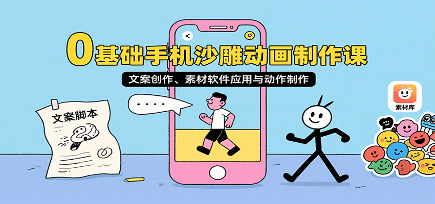 0基础手机沙雕动画制作课，文案创作、素材软件应用与动作制作 - 宏盛创业网-宏盛创业网