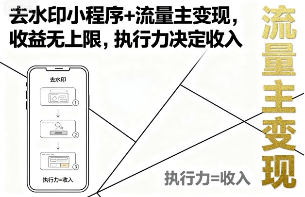 去水印小程序+流量主变现，收益无上限，执行力决定收入 - 宏盛创业网-宏盛创业网